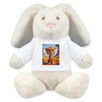 Animaux africains super mignons – Guépard - Lapin en peluche recyclé MiniFeet® Crème - blanc - Devant