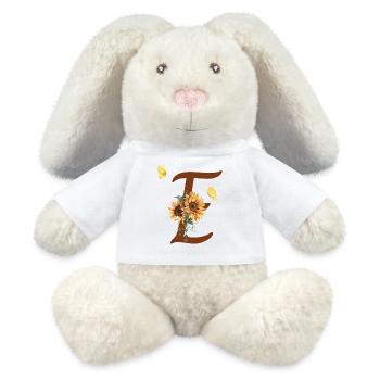 Buchstabe e Sonnenblume Schmetterling - MiniFeet® RecycelHase® Creme - Weiß - Vorne
