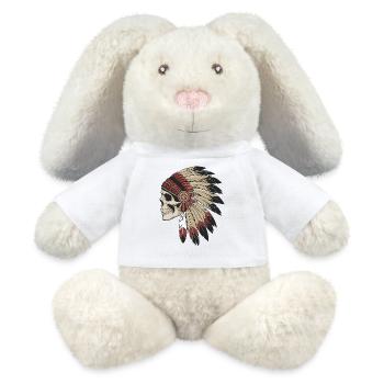 Crâne Indien avec Plumes Traditionnelles - Lapin en peluche recyclé MiniFeet® Crème - blanc - Devant