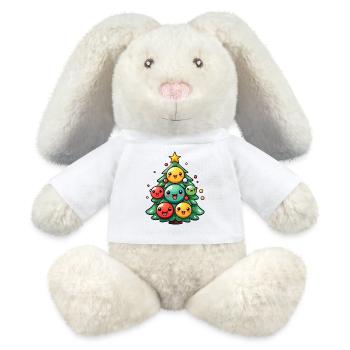 Sapin de Noël kawaii avec des ornements joyeux - Lapin en peluche recyclé MiniFeet® Crème - blanc - Devant