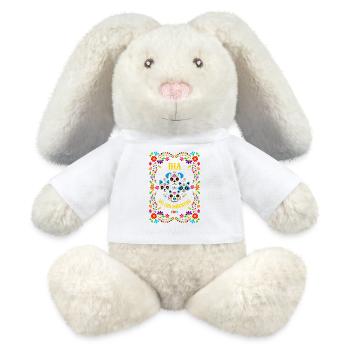 Colorful Día de los Muertos motif - MiniFeet® RecycelHase® Bunny Cream - white - Front
