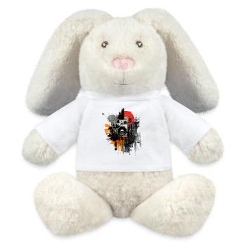 Rock Grunge Music Art – Guitar & Boombox - MiniFeet® RecycelHase® Bunny Cream - white - Front
