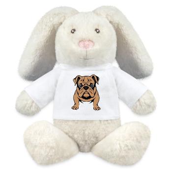 Bulldogge Hunde T-shirt Hundeshirt Geschenk  - MiniFeet® RecycelHase® Creme - Weiß - Vorne
