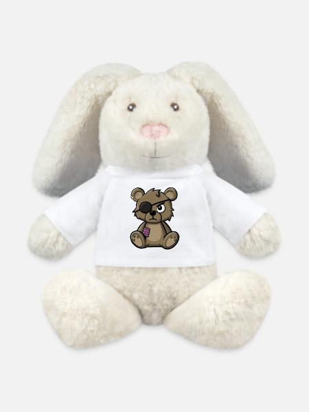 Teddybär mit Augenklappe - MiniFeet® RecycelHase® Creme - Weiß
