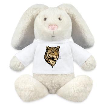 Leopardenkopf Illustration - MiniFeet® RecycelHase® Creme - Weiß - Vorne