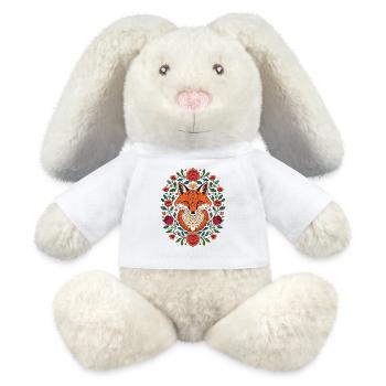 Fuchs im Blütenkranz Farbexplosion - MiniFeet® RecycelHase® Creme - Weiß - Vorne