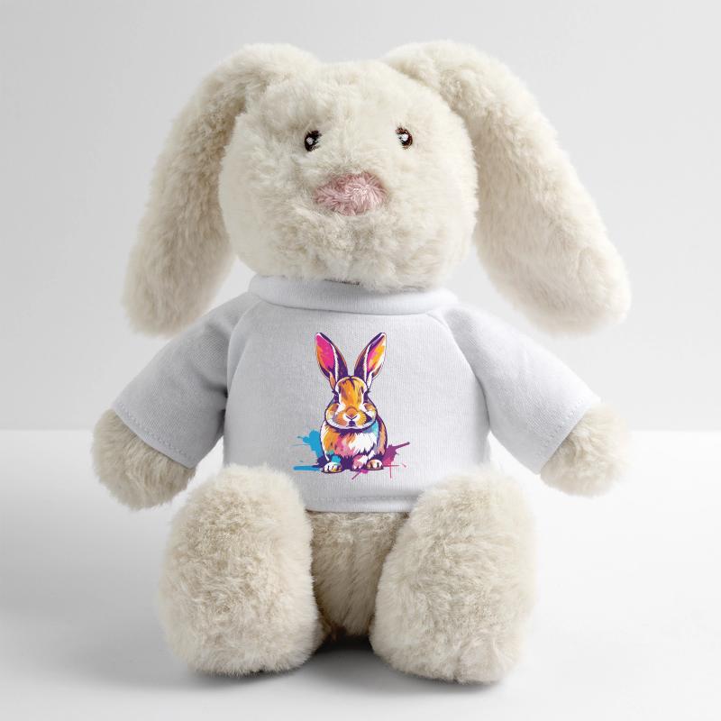 Lapin coloré en aquarelle Éclaboussures de couleur Lapin en peluche recyclé MiniFeet® Crème