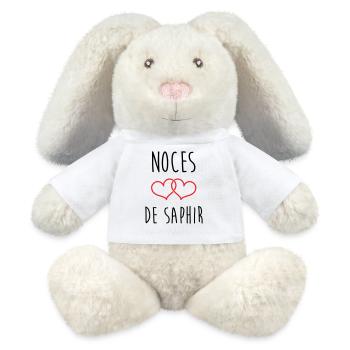 Noces de Saphir 16 ans de mariage - Lapin en peluche recyclé MiniFeet® Crème - blanc - Devant