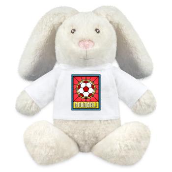 Butin de football en vitraux - Lapin en peluche recyclé MiniFeet® Crème - blanc - Devant