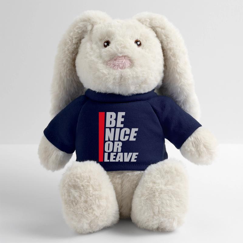 Be Nice Or Leave Lustig Statement Haltung Spruch MiniFeet® RecycelHase® Creme