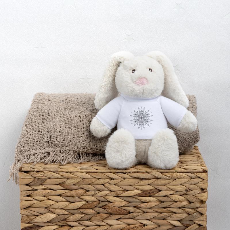 Mandala Flower Pattern Lines Forme abstraite Lapin en peluche recyclé MiniFeet® Crème