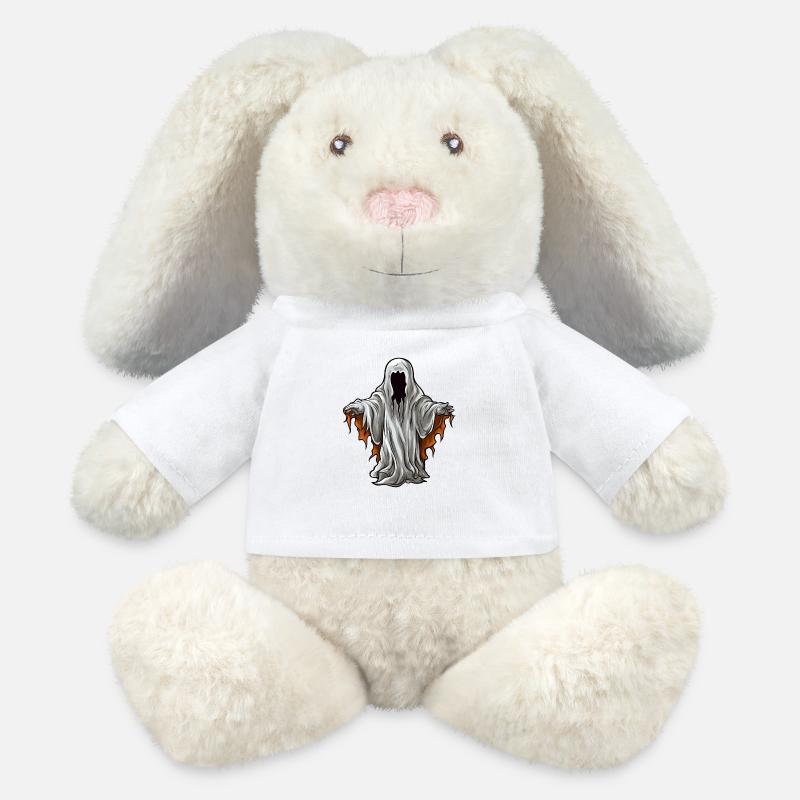Floating Spooky Halloween Horror Ghost - MiniFeet® RecycelHase® Bunny Cream - white