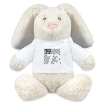 Made in 1973 Retro Modernist Design Birthday Gift - MiniFeet® RecycelHase® Bunny Cream - white - Front