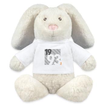 Made in 1993 Retro Modernist Design Birthday Gift - MiniFeet® RecycelHase® Bunny Cream - white - Front