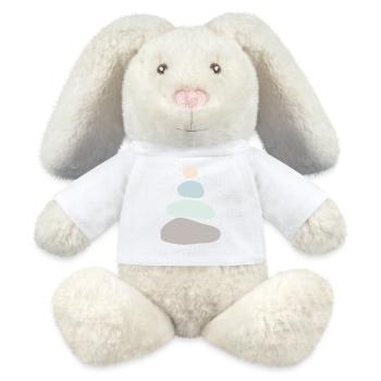 Pile de pierres minimaliste – Zen Balance Art - Lapin en peluche recyclé MiniFeet® Crème - blanc - Devant