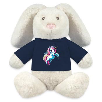 Licorne Unicorn Kawaii - Lapin en peluche recyclé MiniFeet® Crème - bleu marine - Devant