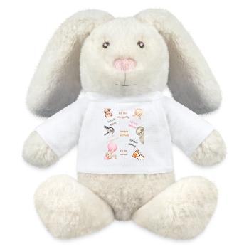 Affirmation Ich bin - MiniFeet® RecycelHase® Creme - Weiß - Vorne