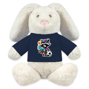 Soccer Raccoon / Animal / Soccer / Goal / Sports - MiniFeet® RecycelHase® Bunny Cream - french navy - Front