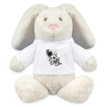 Schwarze und weiße Blume - MiniFeet® RecycelHase® Creme - Weiß - Vorne