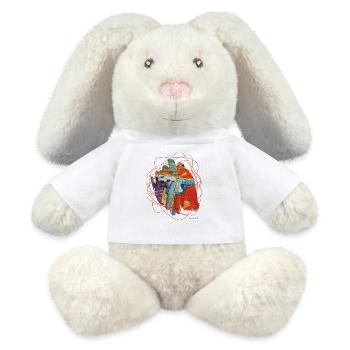 Un art abstrait vibrant aux lignes chaotiques - Lapin en peluche recyclé MiniFeet® Crème - blanc - Devant
