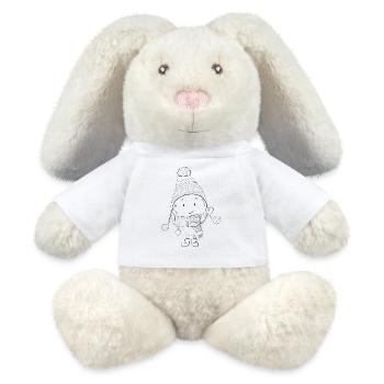 Chemise de coloriage fraise de Noël - Plaisir créatif - Lapin en peluche recyclé MiniFeet® Crème - blanc - Devant