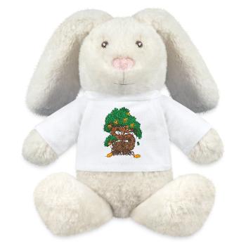 Money Tree bonsai with money leaves and gold coin - MiniFeet® RecycelHase® Bunny Cream - white - Front