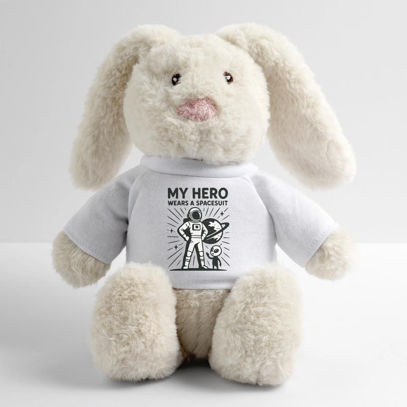 Héros de l’espace en combinaison spatiale Lapin en peluche recyclé MiniFeet® Crème