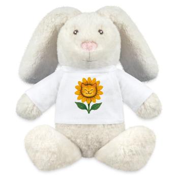 Sonnenblumen-Katzen-Lächeln Aquarell - MiniFeet® RecycelHase® Creme - Weiß - Vorne