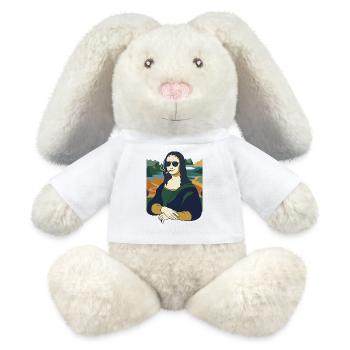 La Joconde fume de l’art drôle - Lapin en peluche recyclé MiniFeet® Crème - blanc - Devant