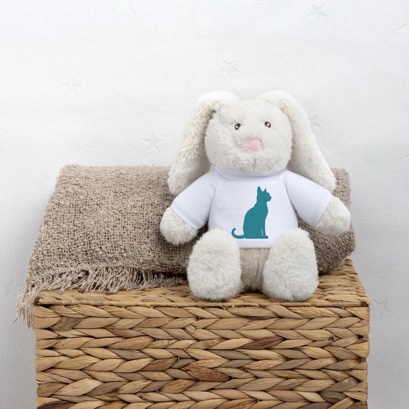 Silhouette de chat sarcelle Lapin en peluche recyclé MiniFeet® Crème