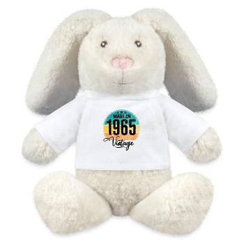 Millésime Fabriqué en 1965 Année de naissance 1965 Anniversaire - Lapin en peluche recyclé MiniFeet® Crème - blanc - Devant