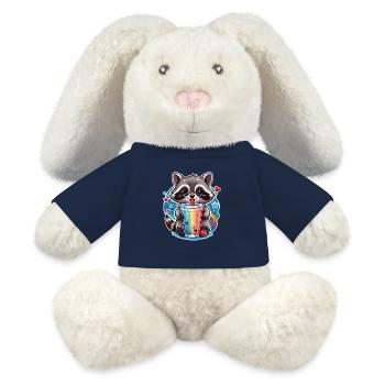 kleiner süßer Waschbär mit Limonade und Strohhalm - MiniFeet® RecycelHase® Creme - French Navy - Vorne