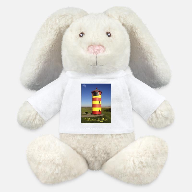 Pilsumer Leuchtturm - MiniFeet® RecycelHase® Creme - Weiß