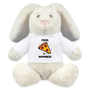 Pizza = Bonheur - Lapin en peluche recyclé MiniFeet® Crème - blanc - Devant