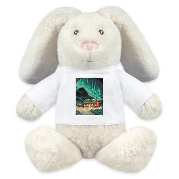 Wooden hut in the snow - MiniFeet® RecycelHase® Bunny Cream - white - Front
