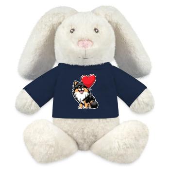 Zwergspitz Herz - Valentinstag - MiniFeet® RecycelHase® Creme - French Navy - Vorne