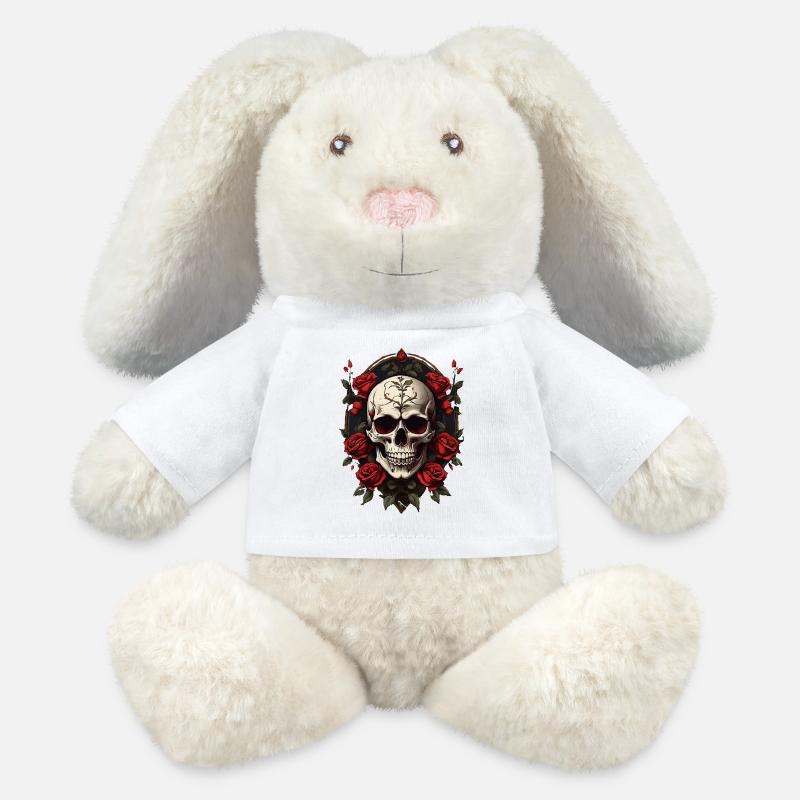 Gothic Skull with Rosary - MiniFeet® RecycelHase® Bunny Cream - white