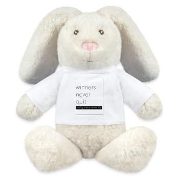 winner never quit - MiniFeet® RecycelHase® Creme - Weiß - Vorne