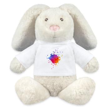 Colorful Paint Splashes - Gradient Watercolor Painting - MiniFeet® RecycelHase® Bunny Cream - white - Front