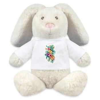 Design floral d’Hawaï - Lapin en peluche recyclé MiniFeet® Crème - blanc - Devant