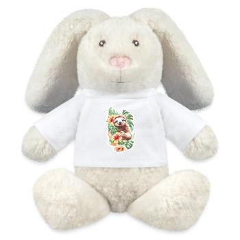 Bébé paresseux sous les palmiers - Lapin en peluche recyclé MiniFeet® Crème - blanc - Devant