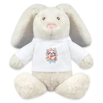 Bébé paresseux s’amuse - Lapin en peluche recyclé MiniFeet® Crème - blanc - Devant
