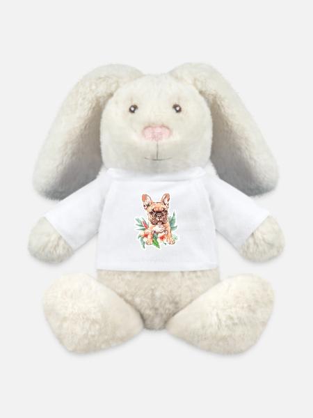 Französische Bulldogge - MiniFeet® RecycelHase® Creme - Weiß