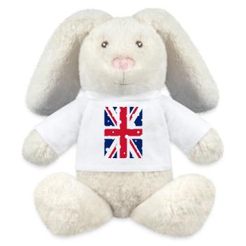 Drapeau Anglais - Lapin en peluche recyclé MiniFeet® Crème - blanc - Devant