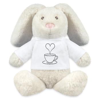 Tasse à café minimaliste coeur, amour, cadeau - Lapin en peluche recyclé MiniFeet® Crème - blanc - Devant