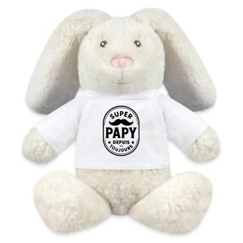 Super papy depuis toujours - Lapin en peluche recyclé MiniFeet® Crème - blanc - Devant