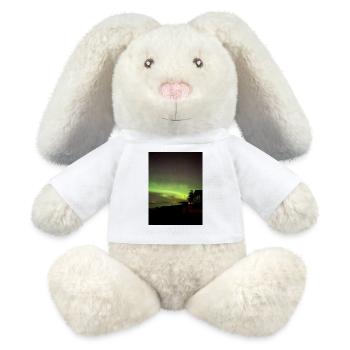Aurores boréales sur la plage la nuit - Lapin en peluche recyclé MiniFeet® Crème - blanc - Devant