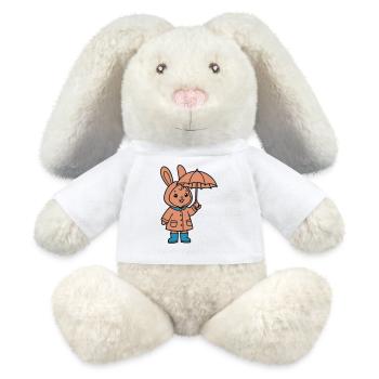 Niedlicher Hase Regenmantel Schirm - MiniFeet® RecycelHase® Creme - Weiß - Vorne