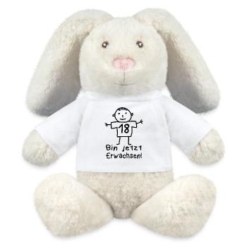 18th Birthday Stick Figure Of Age - MiniFeet® RecycelHase® Bunny Cream - white - Front