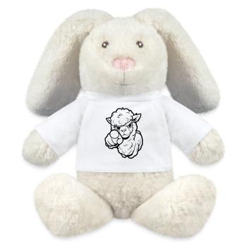 Alpaga coquin te pointe du doigt - Lapin en peluche recyclé MiniFeet® Crème - blanc - Devant